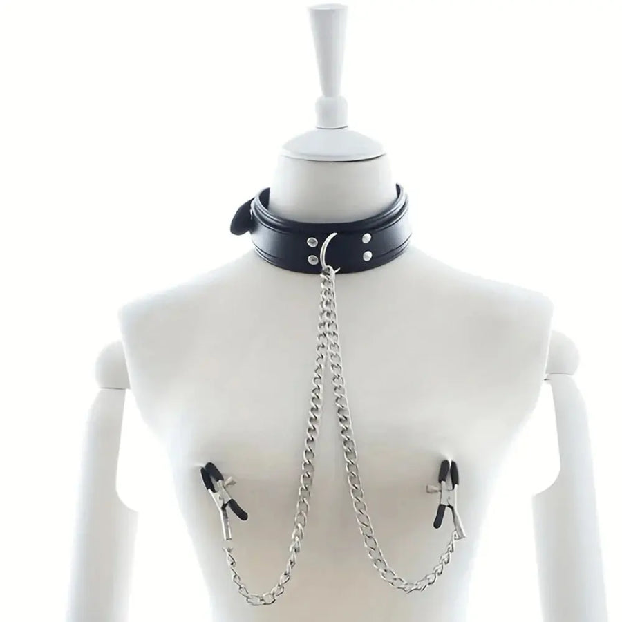 Collar with Nipple Clamps Restraint Set by ADOVEIL