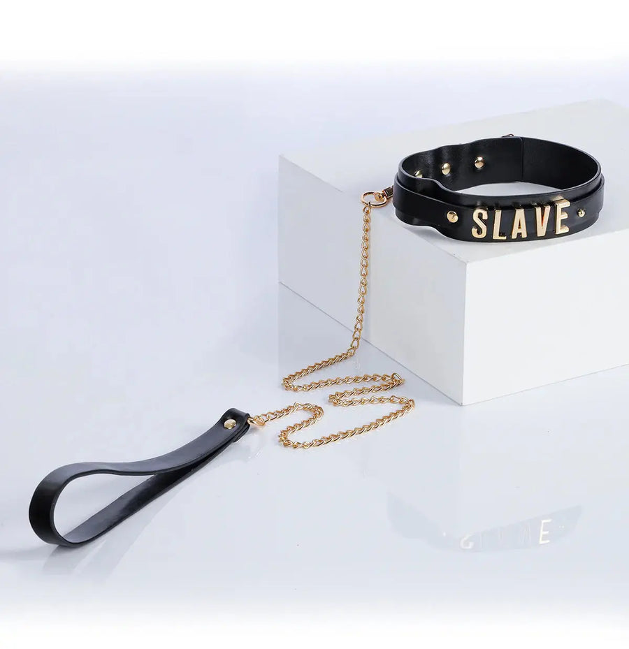 "slave" Collar with Chain by ADOVEIL