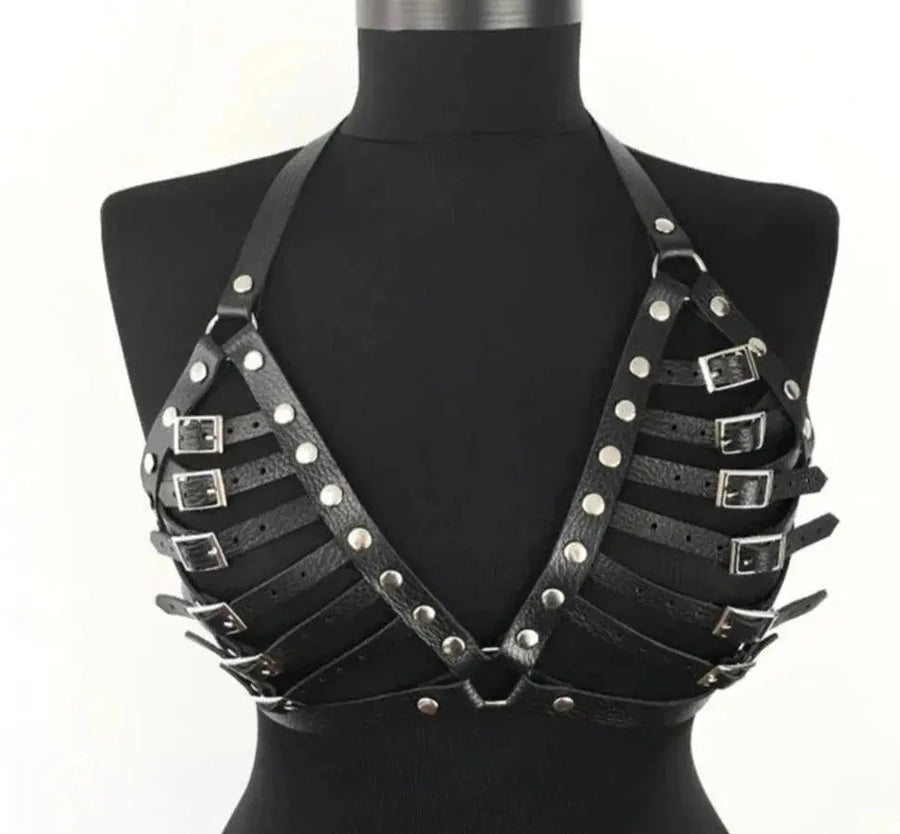 Leather Harness Bra by ADOVEIL
