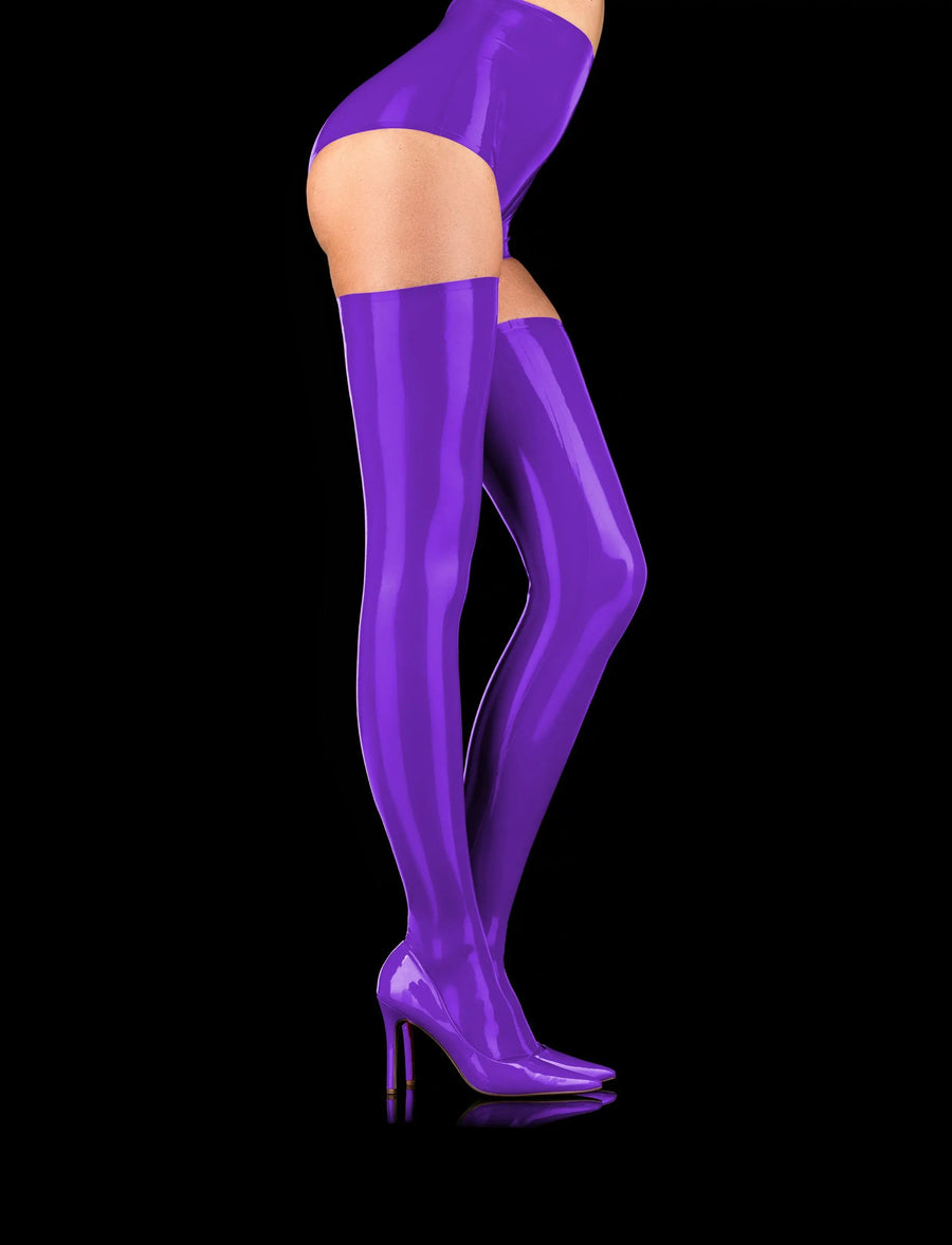 Purple Latex Thigh Highs by ADOVEIL