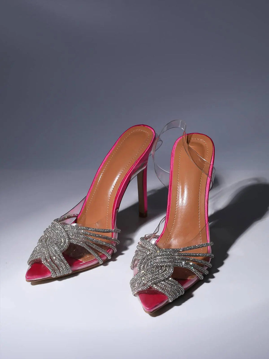 Lumi Crystal Embellished Sandals in Pink by ADOVEIL
