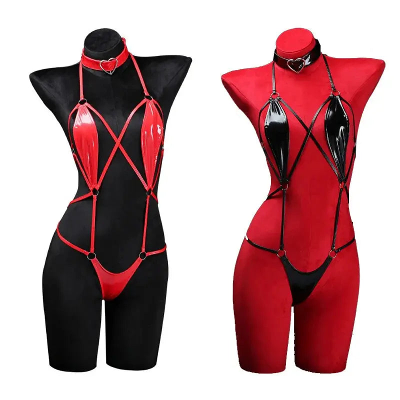 Dana Leather Bandage Lingerie Set by ADOVEIL