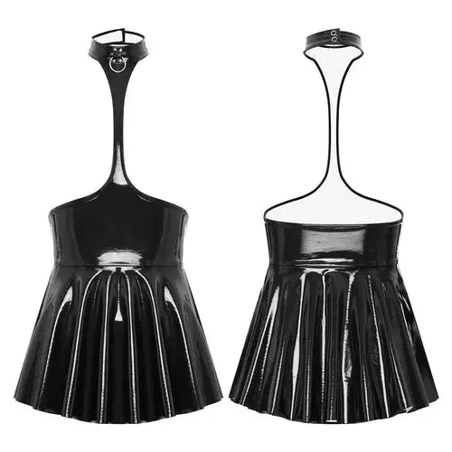 Open Chest Latex Dress by ADOVEIL