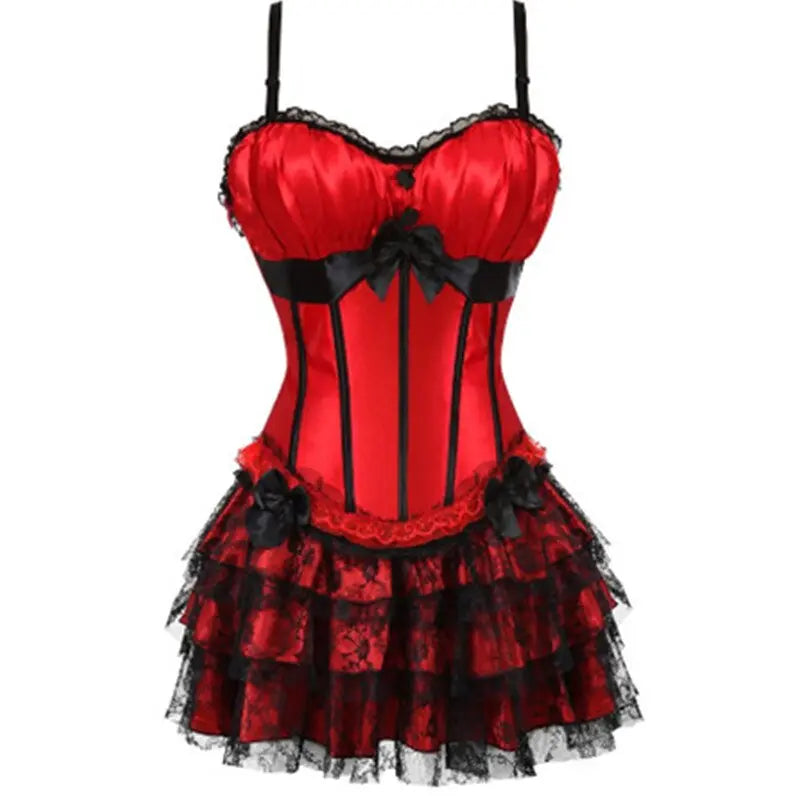 Crimson Luxe Corset Dress by ADOVEIL