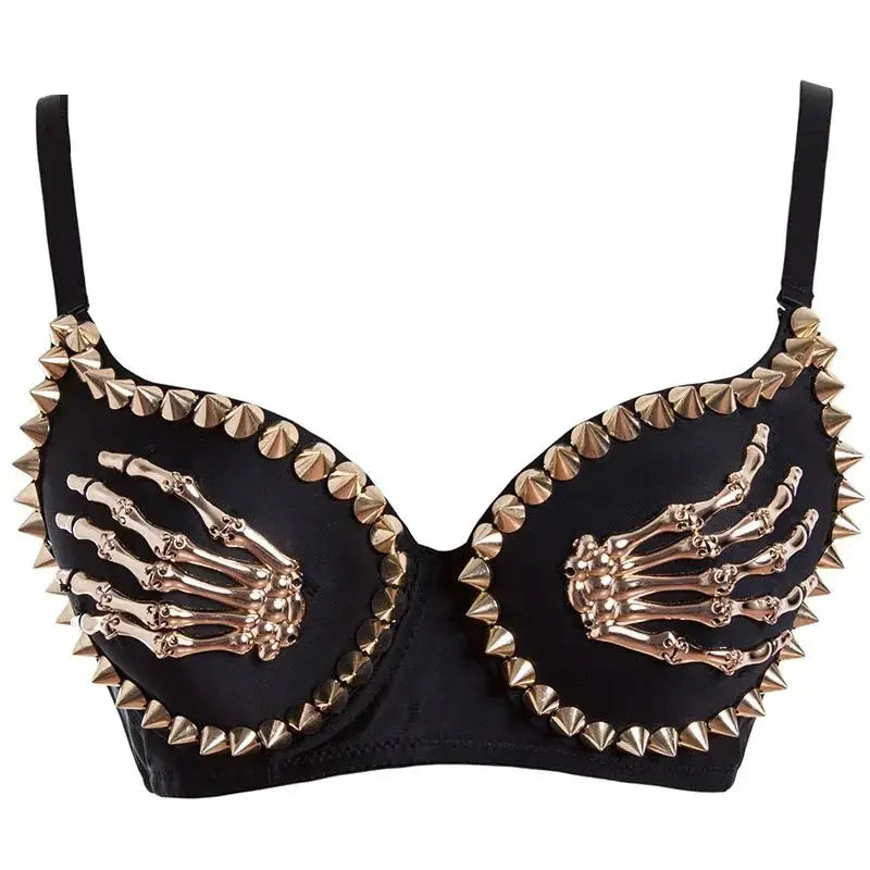 Metal Skeleton Bra by ADOVEIL
