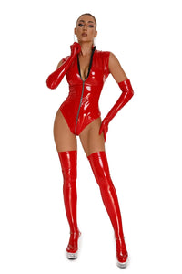 Katrina Wetlook Bodysuit — Red by ADOVEIL — view 4